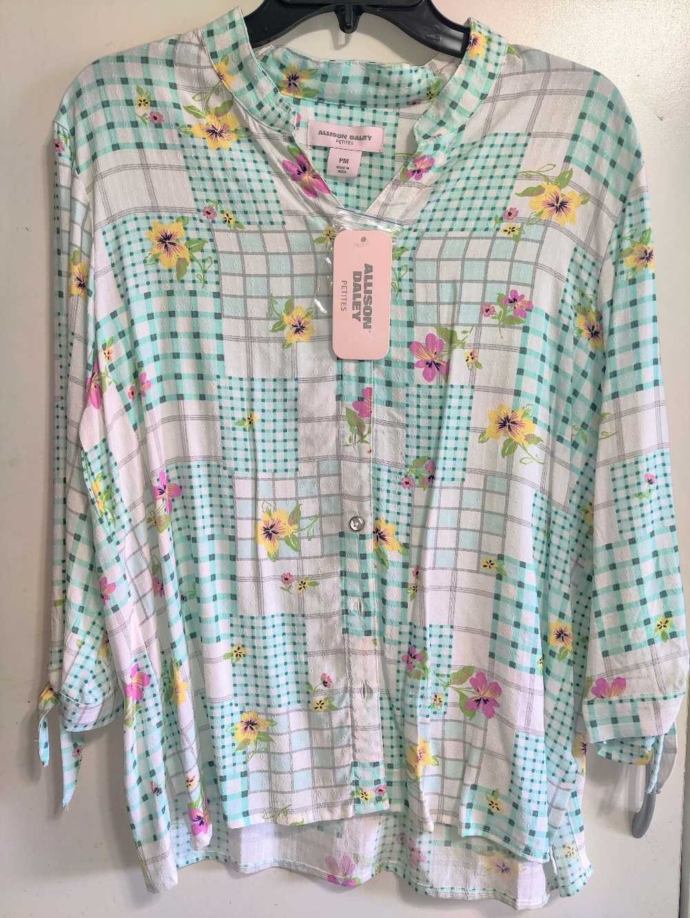 Allison Daley Floral Gingham Blouse